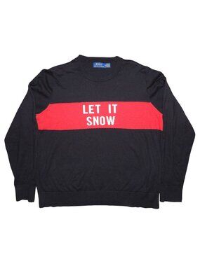 Polo Ralph Lauren Navy Let it Snow Cotton Crew Neck Sweater Women's Medium